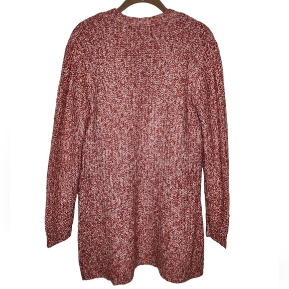 BB Dakota by Steve Madden Open Cardigan Pocket Sweater Salmon/White Size… - Picture 2 of 8